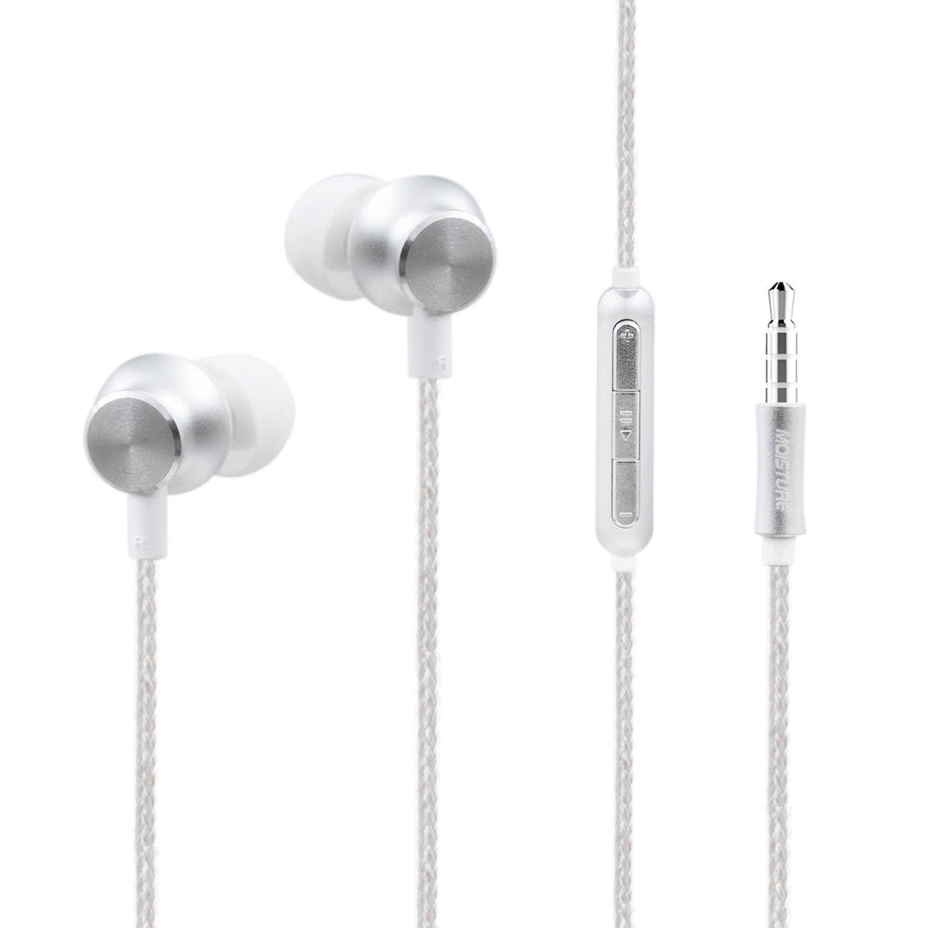 Bass Earphones with Monibearing Mic In Silver-HS77SL